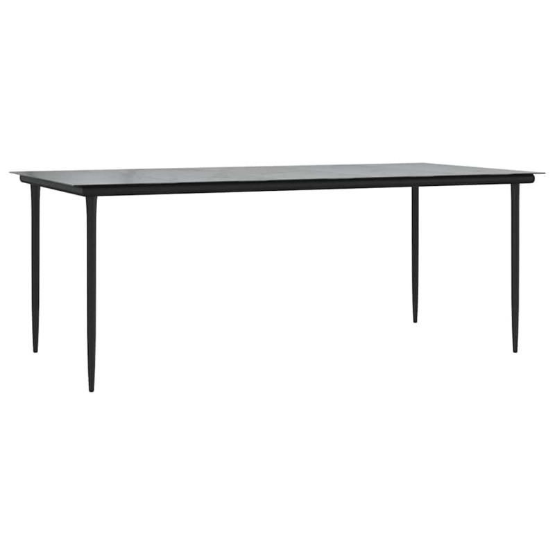 vidaXL Τραπεζαρία Κήπου Μαύρο 200x100x74 εκ. από Ατσάλι και Σκληρυμένο Γυαλί