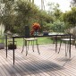vidaXL Τραπεζαρία Κήπου Μαύρο 200x100x74 εκ. από Ατσάλι και Σκληρυμένο Γυαλί