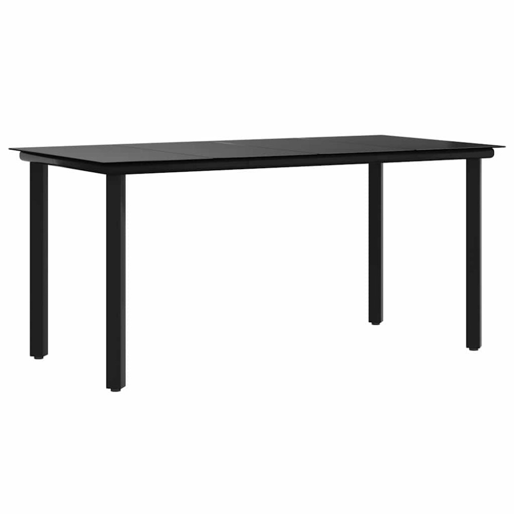 vidaXL Τραπεζαρία Κήπου Μαύρη 160 x 80 x 74 εκ. Ατσάλι / Ψημένο Γυαλί