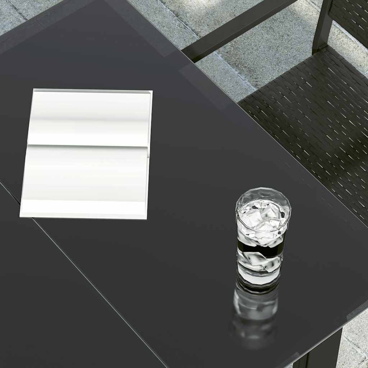 vidaXL Τραπεζαρία Κήπου Μαύρη 160 x 80 x 74 εκ. Ατσάλι / Ψημένο Γυαλί