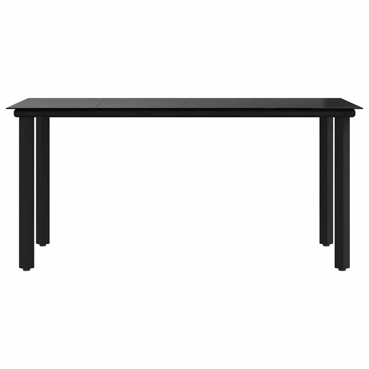 vidaXL Τραπεζαρία Κήπου Μαύρη 160 x 80 x 74 εκ. Ατσάλι / Ψημένο Γυαλί