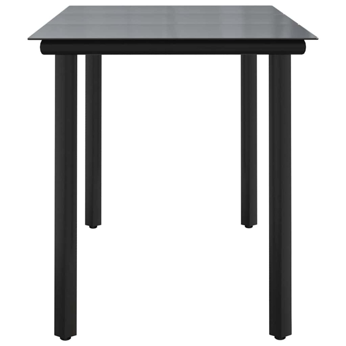 vidaXL Τραπεζαρία Κήπου Μαύρο 200x100x74 εκ. από Ατσάλι και Σκληρυμένο Γυαλί