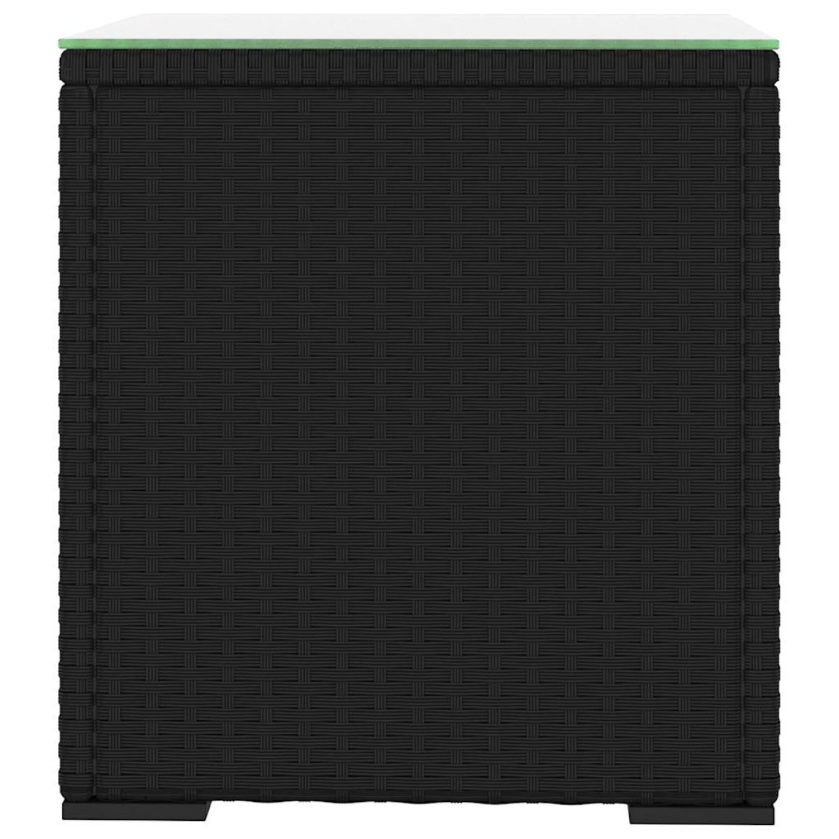 vidaXL Βοηθητικό Τραπεζάκι Μαύρο 40x37x40,5εκ Συνθ Ρατάν/ Ψημένο Γυαλί