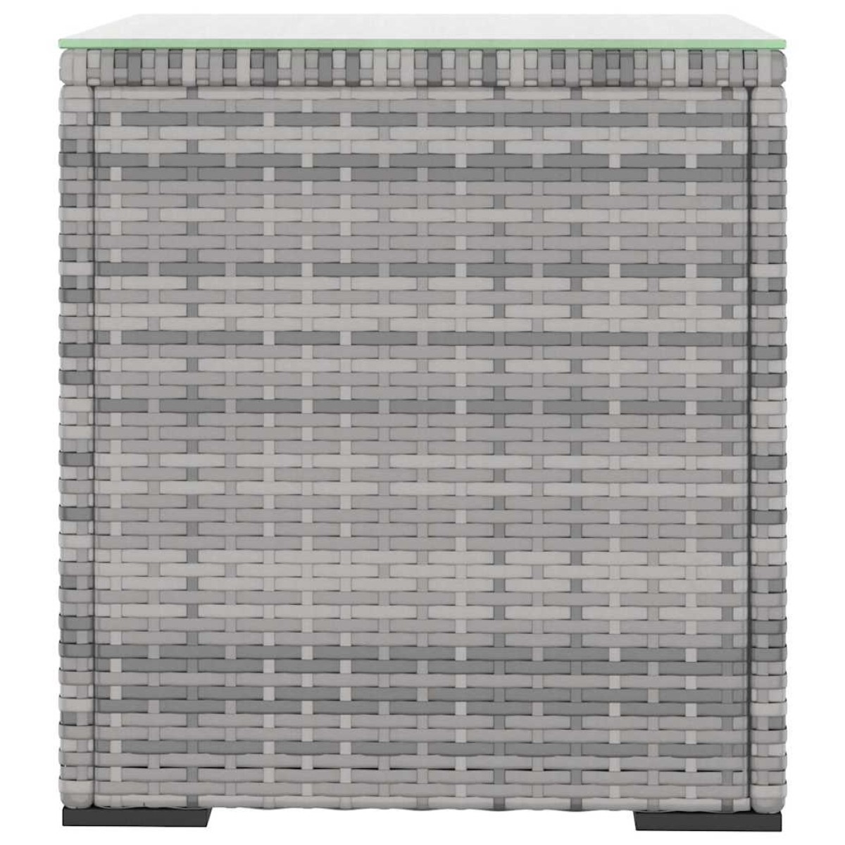 vidaXL Βοηθητικό Τραπεζάκι Γκρι 40x37x40,5εκ Συνθ Ρατάν/ Ψημένο Γυαλί