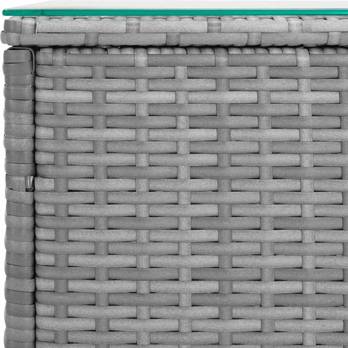 vidaXL Βοηθητικό Τραπεζάκι Γκρι 40x37x40,5εκ Συνθ Ρατάν/ Ψημένο Γυαλί