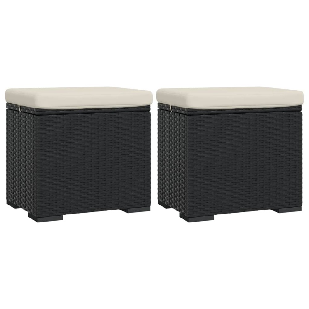 vidaXL Υποπόδια με Μαξιλάρια 2 τεμ. Μαύρα 40x30x40 εκ. από Συνθ. Ρατάν