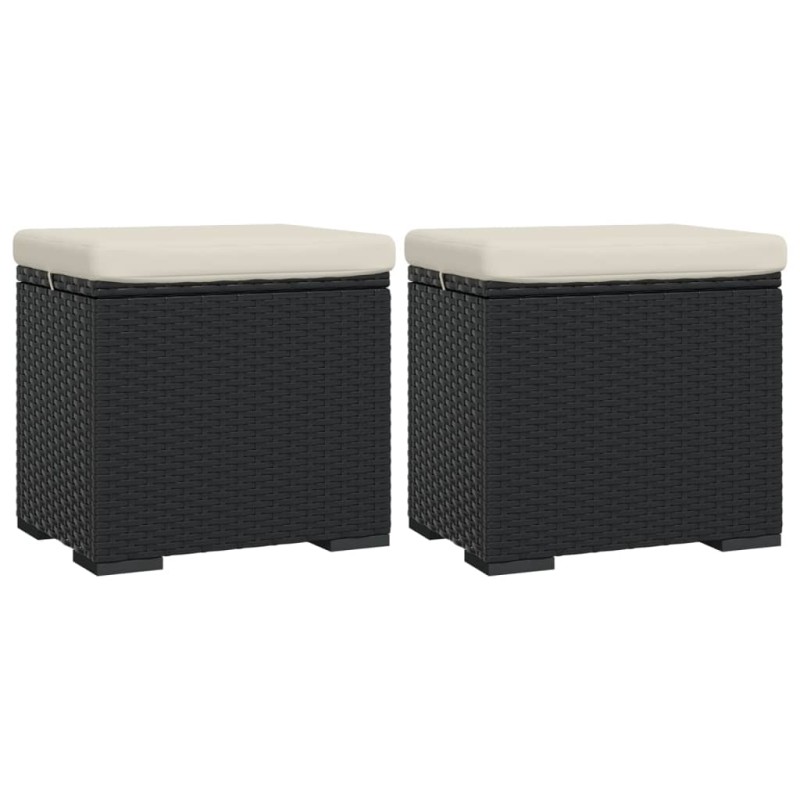 vidaXL Υποπόδια με Μαξιλάρια 2 τεμ. Μαύρα 40x30x40 εκ. από Συνθ. Ρατάν