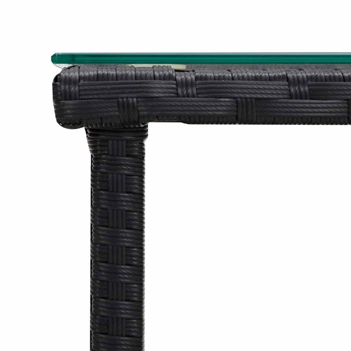 vidaXL Βοηθητικό Τραπεζάκι Μαύρο 45x45x45 εκ. Συνθ. Ρατάν/Ψημένο Γυαλί
