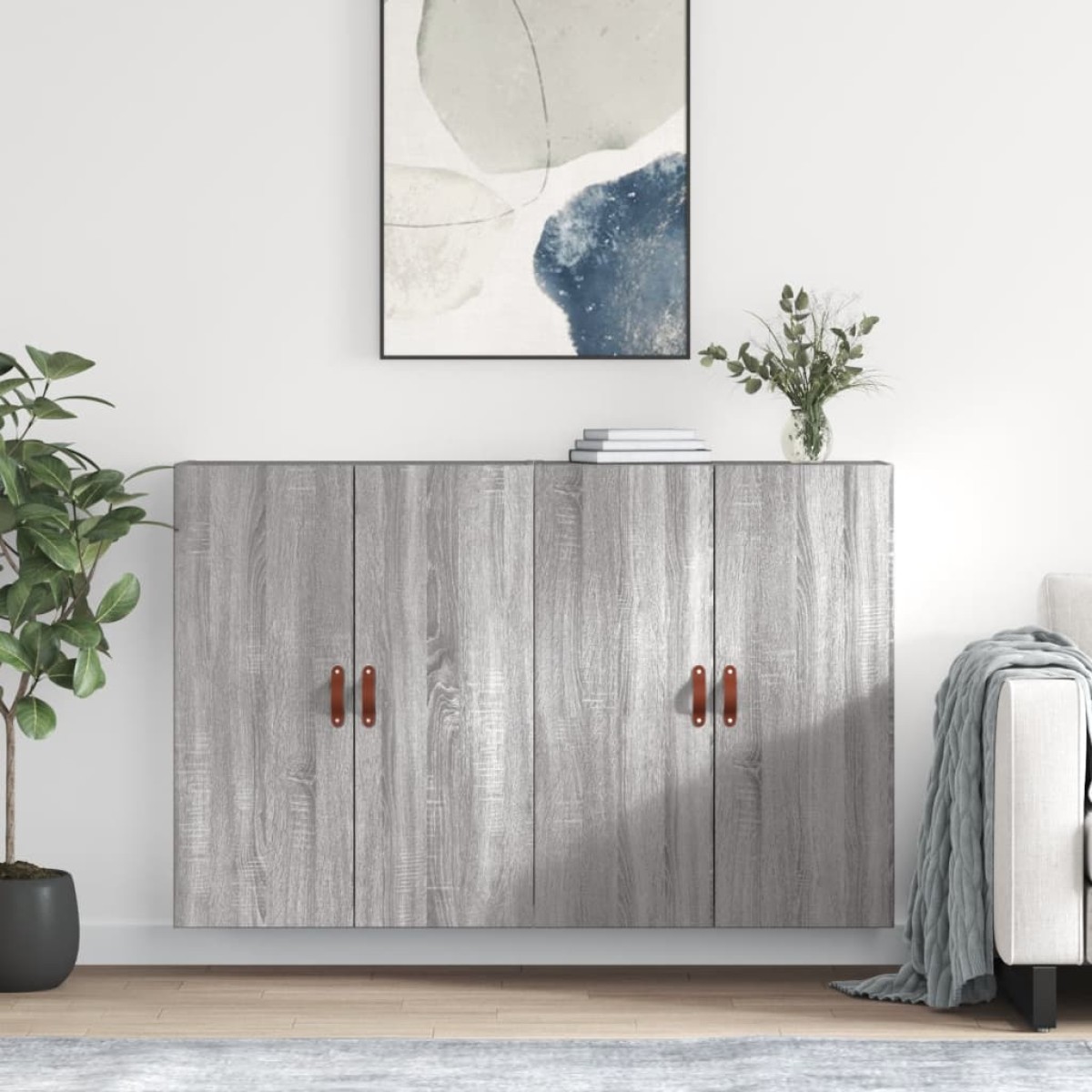 vidaXL Ντουλάπια Τοίχου 2 τεμ. Γκρι Sonoma 69,5 x 34 x 90 εκ.