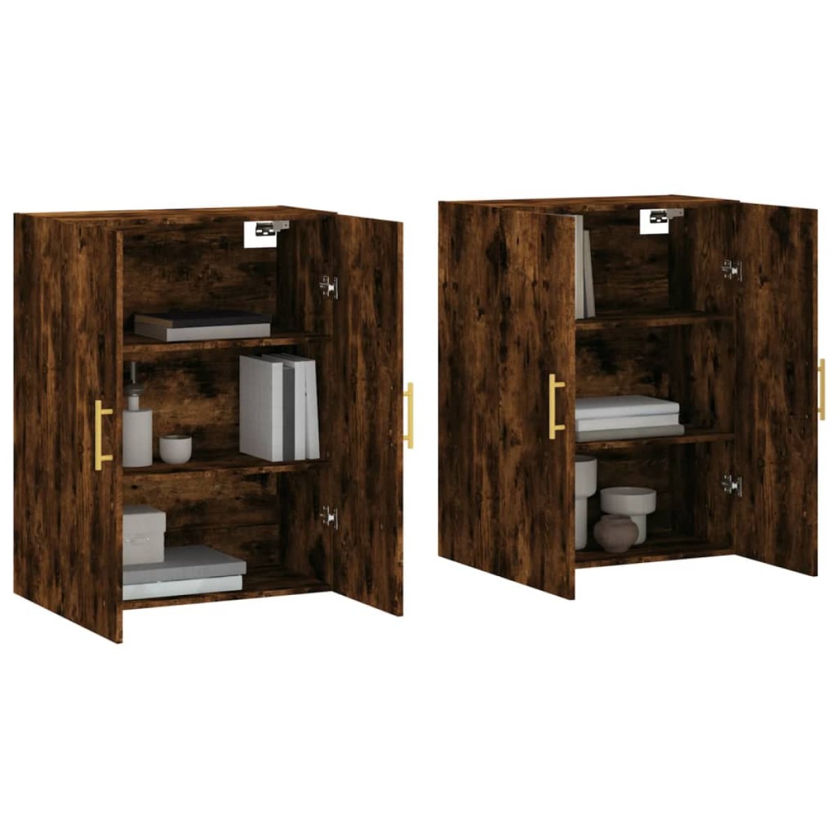 vidaXL Ντουλάπια Τοίχου 2 τεμ. Καπνιστή Δρυς 69,5 x 34 x 90 εκ.