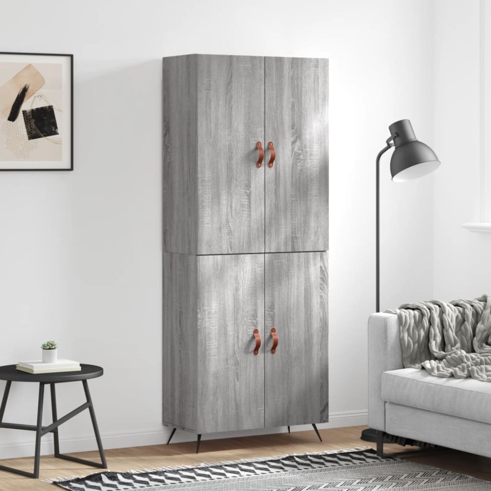 vidaXL Ντουλάπι Γκρι Sonoma 69,5 x 34 x 180 εκ. Επεξεργασμένο Ξύλο