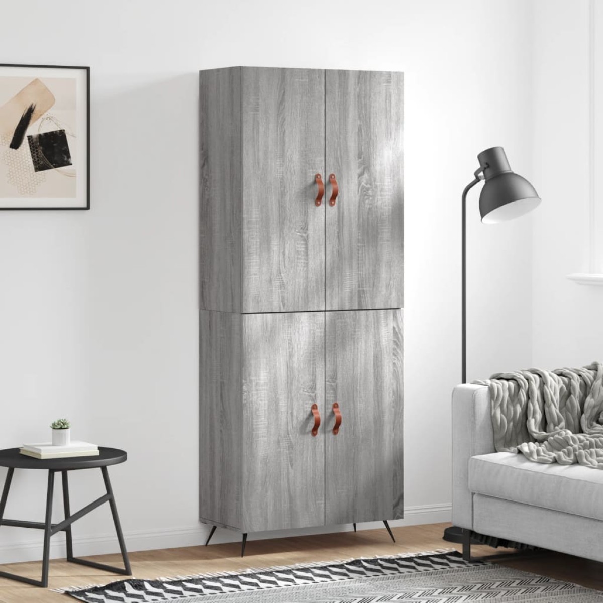 vidaXL Ντουλάπι Γκρι Sonoma 69,5 x 34 x 180 εκ. Επεξεργασμένο Ξύλο