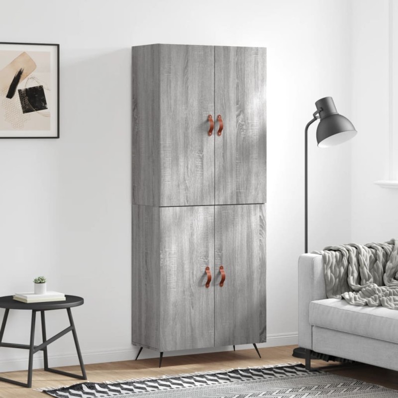 vidaXL Ντουλάπι Γκρι Sonoma 69,5 x 34 x 180 εκ. Επεξεργασμένο Ξύλο