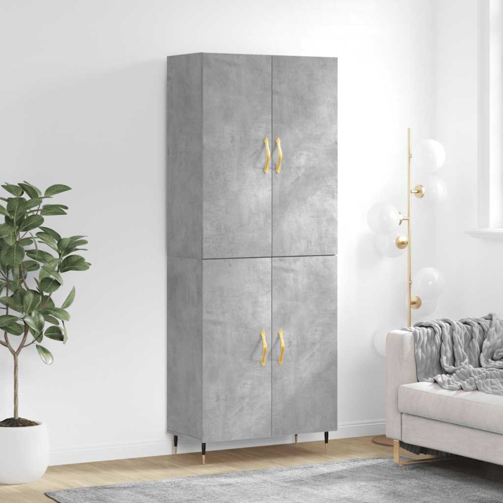 vidaXL Ντουλάπι Γκρι Σκυροδέματος 69,5x34x180 εκ. Επεξεργασμένο Ξύλο