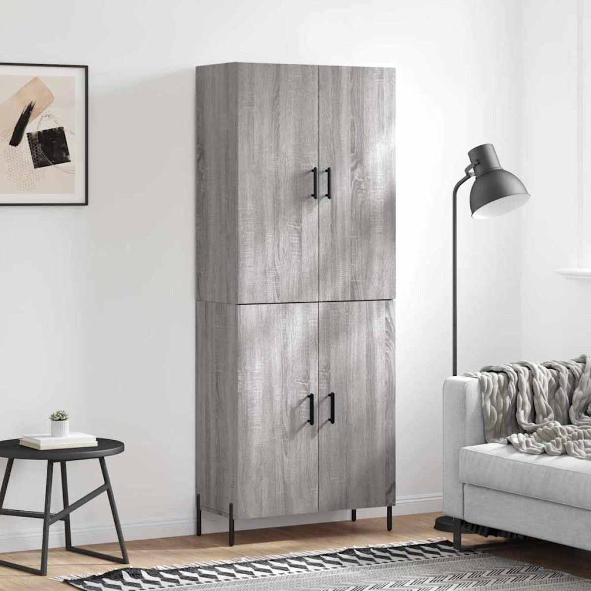 vidaXL Ντουλάπι Γκρι Sonoma 69,5 x 34 x 180 εκ. Επεξεργασμένο Ξύλο
