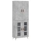 vidaXL Ντουλάπι Γκρι Σκυροδέματος 69,5x34x180 εκ. Επεξεργασμένο Ξύλο