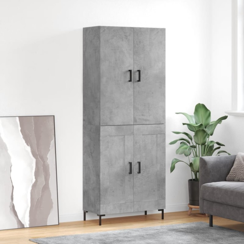 vidaXL Ντουλάπι Γκρι Σκυροδέματος 69,5x34x180 εκ. Επεξεργασμένο Ξύλο