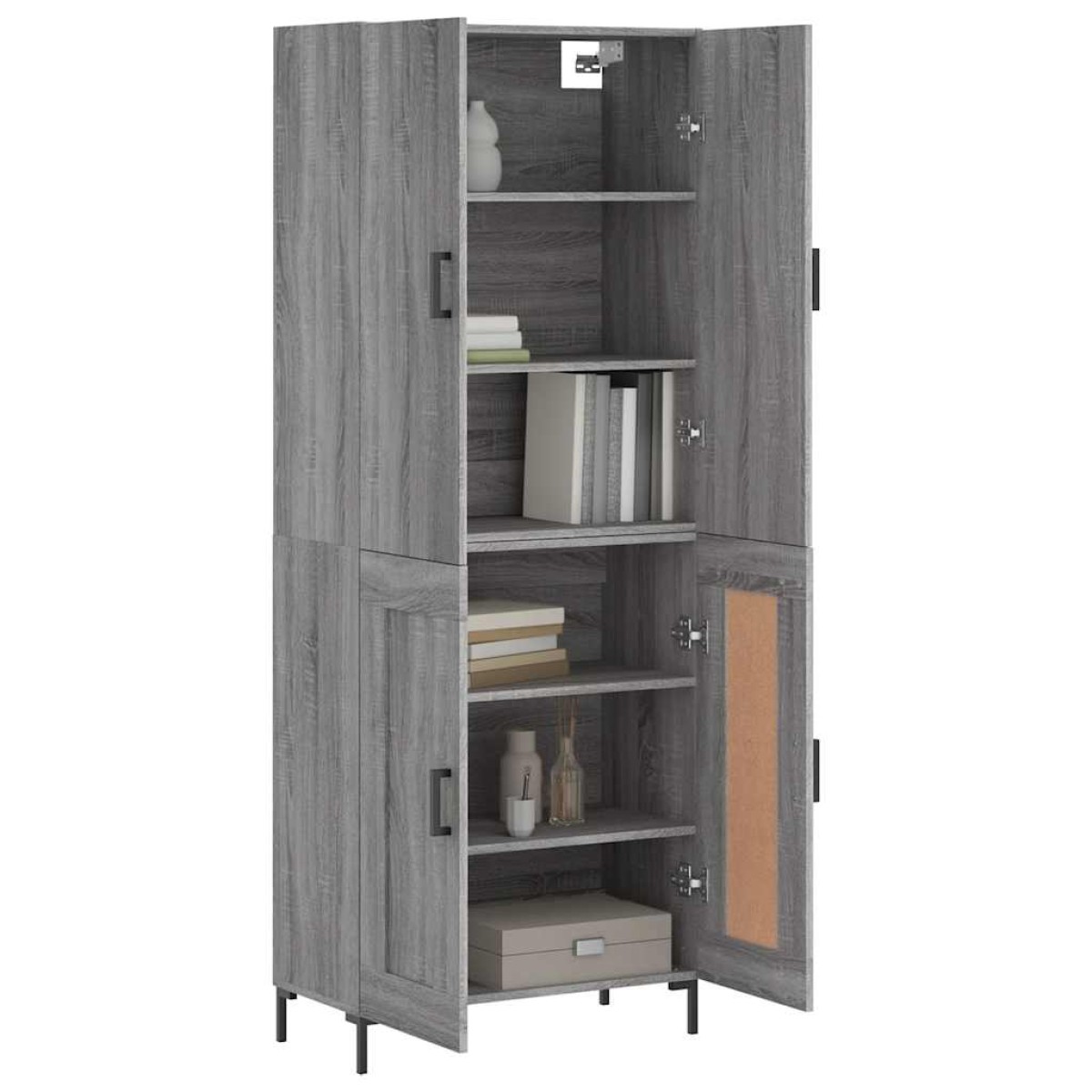 vidaXL Ντουλάπι Γκρι Sonoma 69,5 x 34 x 180 εκ. Επεξεργασμένο Ξύλο