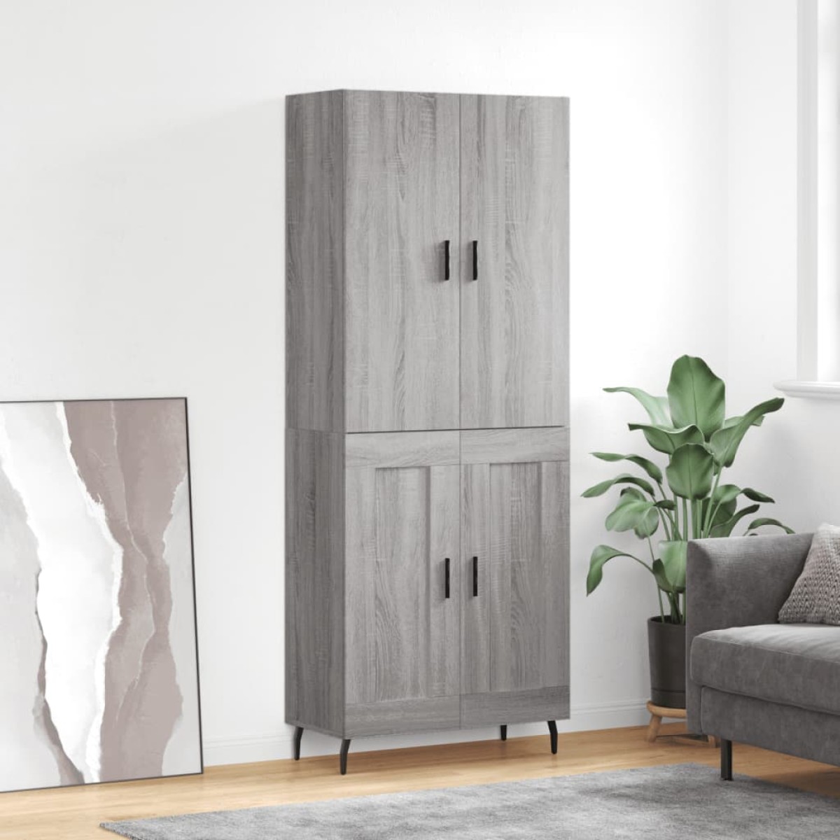 vidaXL Ντουλάπι Γκρι Sonoma 69,5 x 34 x 180 εκ. Επεξεργασμένο Ξύλο