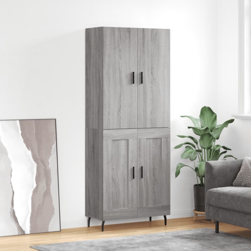 vidaXL Ντουλάπι Γκρι Sonoma 69,5 x 34 x 180 εκ. Επεξεργασμένο Ξύλο