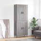 vidaXL Ντουλάπι Γκρι Sonoma 69,5 x 34 x 180 εκ. Επεξεργασμένο Ξύλο