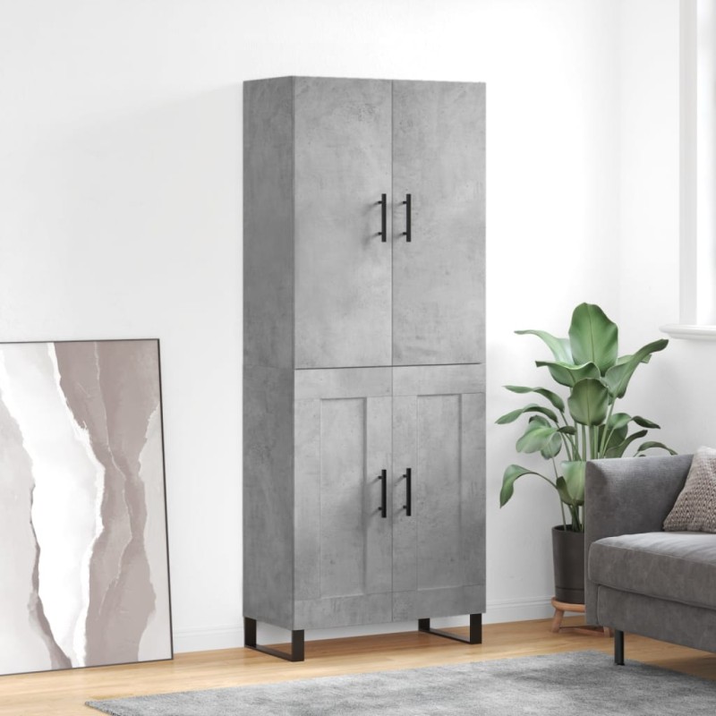 vidaXL Ντουλάπι Γκρι Σκυροδέματος 69,5x34x180 εκ. Επεξεργασμένο Ξύλο