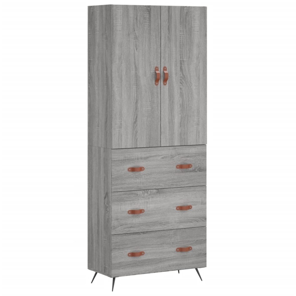 vidaXL Ντουλάπι Γκρι Sonoma 69,5 x 34 x 180 εκ. Επεξεργασμένο Ξύλο