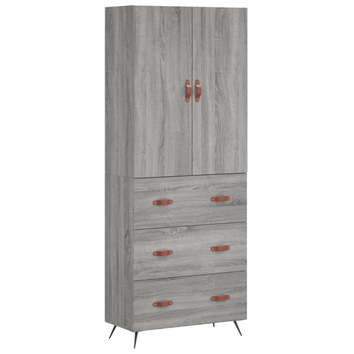 vidaXL Ντουλάπι Γκρι Sonoma 69,5 x 34 x 180 εκ. Επεξεργασμένο Ξύλο