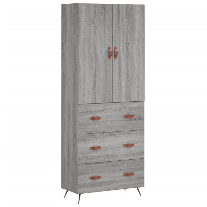 vidaXL Ντουλάπι Γκρι Sonoma 69,5 x 34 x 180 εκ. Επεξεργασμένο Ξύλο