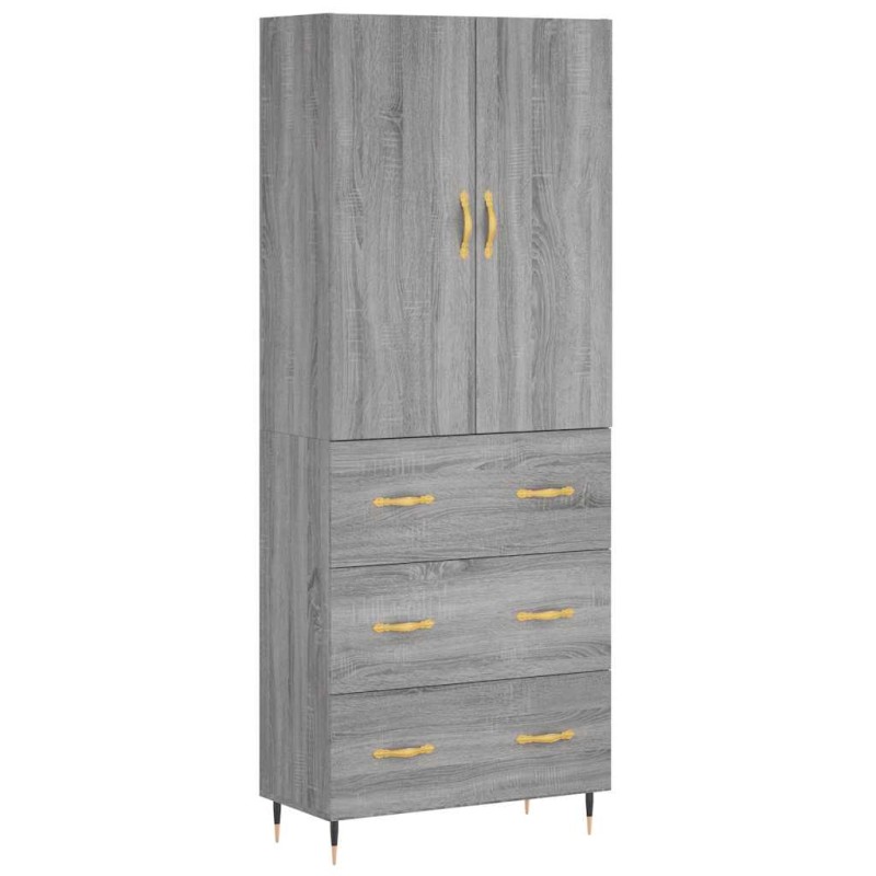 vidaXL Ντουλάπι Γκρι Sonoma 69,5 x 34 x 180 εκ. Επεξεργασμένο Ξύλο