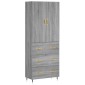 vidaXL Ντουλάπι Γκρι Sonoma 69,5 x 34 x 180 εκ. Επεξεργασμένο Ξύλο
