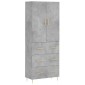 vidaXL Ντουλάπι Γκρι Σκυροδέματος 69,5x34x180 εκ. Επεξεργασμένο Ξύλο