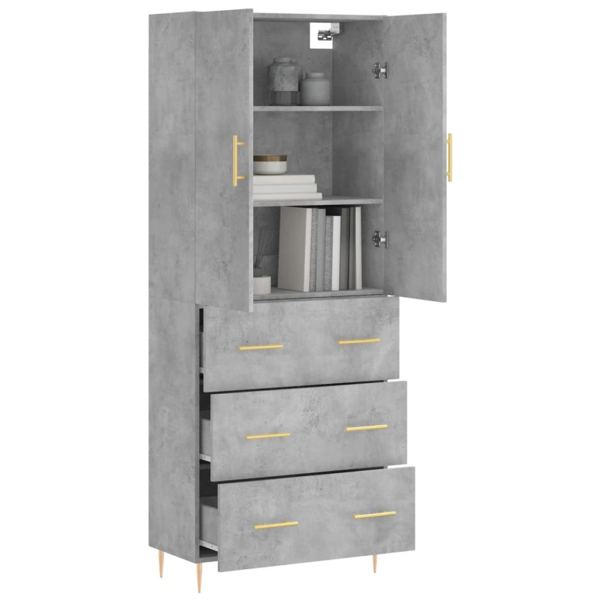 vidaXL Ντουλάπι Γκρι Σκυροδέματος 69,5x34x180 εκ. Επεξεργασμένο Ξύλο
