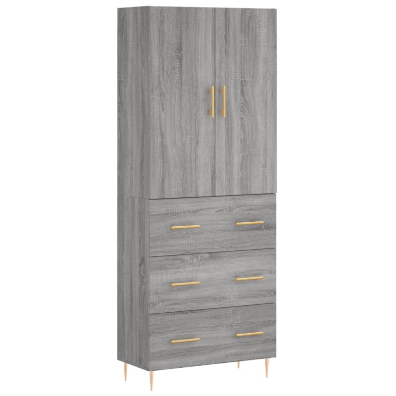 vidaXL Ντουλάπι Γκρι Sonoma 69,5 x 34 x 180 εκ. Επεξεργασμένο Ξύλο