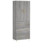 vidaXL Ντουλάπι Γκρι Sonoma 69,5 x 34 x 180 εκ. Επεξεργασμένο Ξύλο