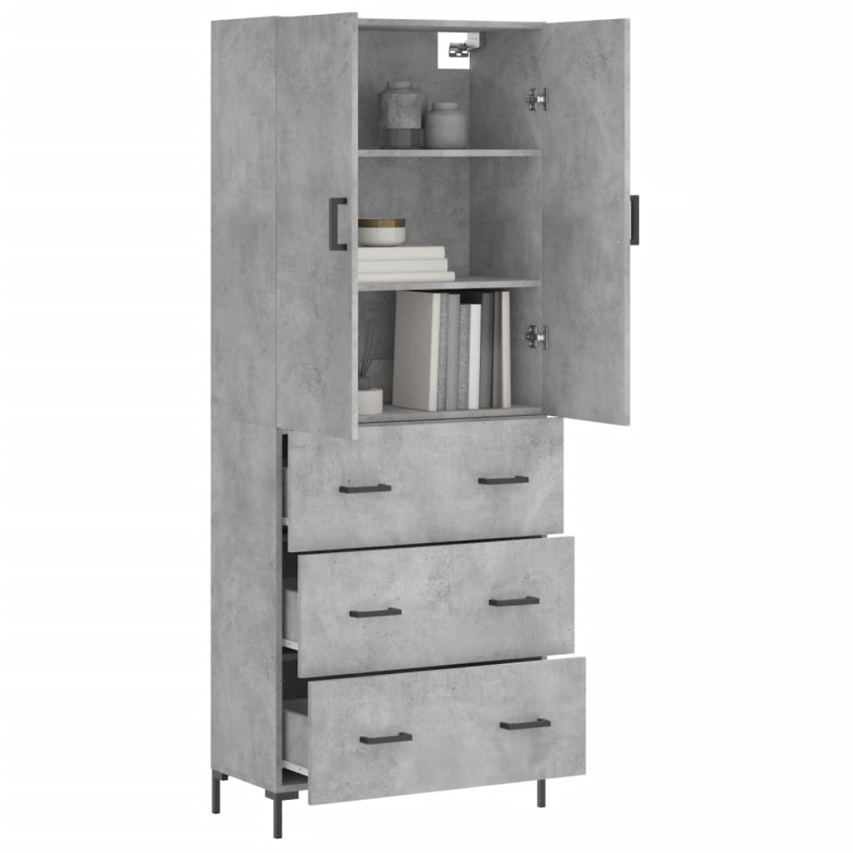 vidaXL Ντουλάπι Γκρι Σκυροδέματος 69,5x34x180 εκ. Επεξεργασμένο Ξύλο