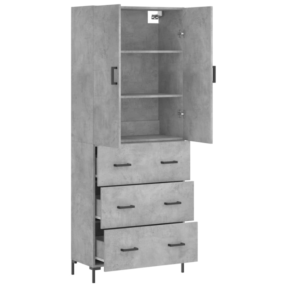 vidaXL Ντουλάπι Γκρι Σκυροδέματος 69,5x34x180 εκ. Επεξεργασμένο Ξύλο
