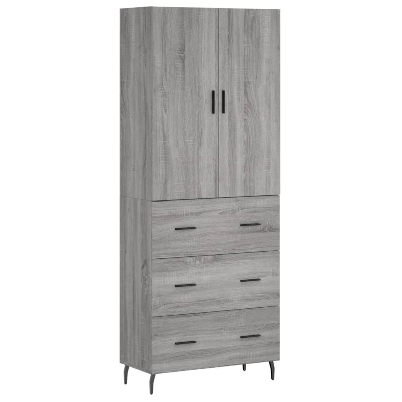 vidaXL Ντουλάπι Γκρι Sonoma 69,5 x 34 x 180 εκ. Επεξεργασμένο Ξύλο