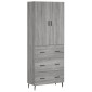 vidaXL Ντουλάπι Γκρι Sonoma 69,5 x 34 x 180 εκ. Επεξεργασμένο Ξύλο
