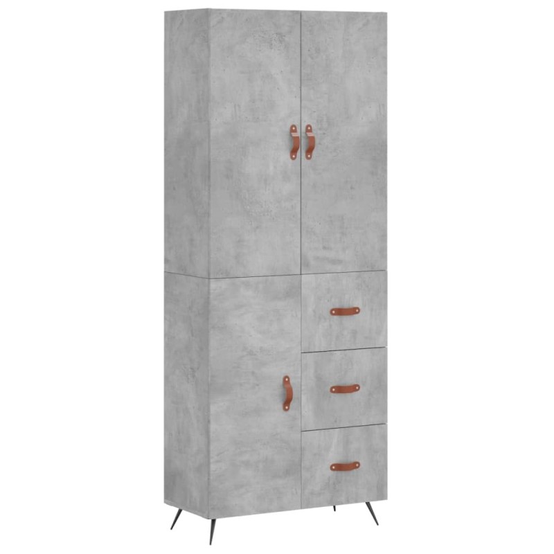 vidaXL Ντουλάπι Γκρι Σκυροδέματος 69,5x34x180 εκ. Επεξεργασμένο Ξύλο