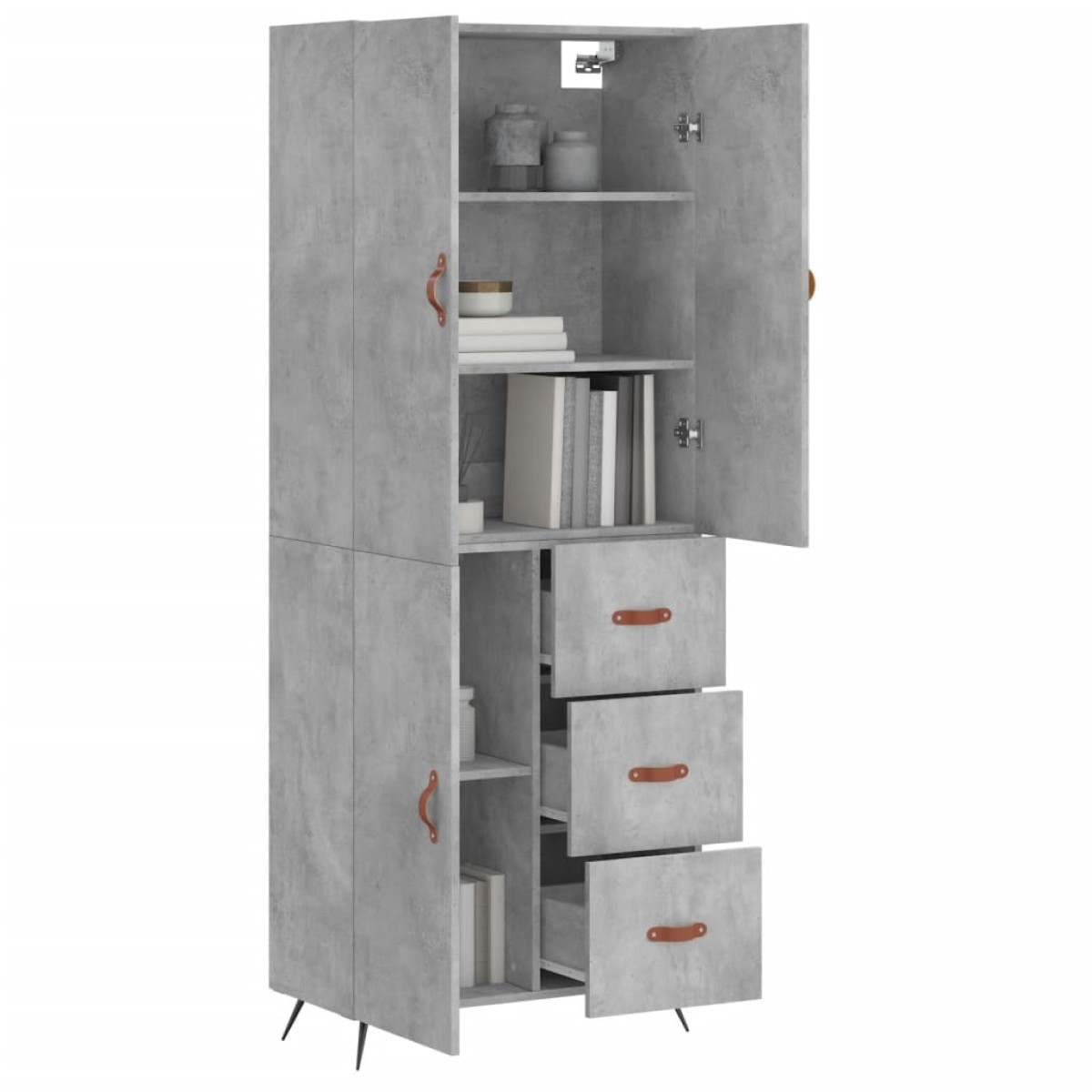 vidaXL Ντουλάπι Γκρι Σκυροδέματος 69,5x34x180 εκ. Επεξεργασμένο Ξύλο
