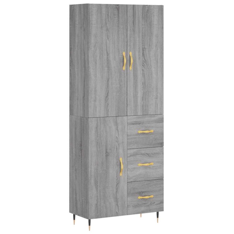 vidaXL Ντουλάπι Γκρι Sonoma 69,5 x 34 x 180 εκ. Επεξεργασμένο Ξύλο