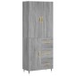 vidaXL Ντουλάπι Γκρι Sonoma 69,5 x 34 x 180 εκ. Επεξεργασμένο Ξύλο