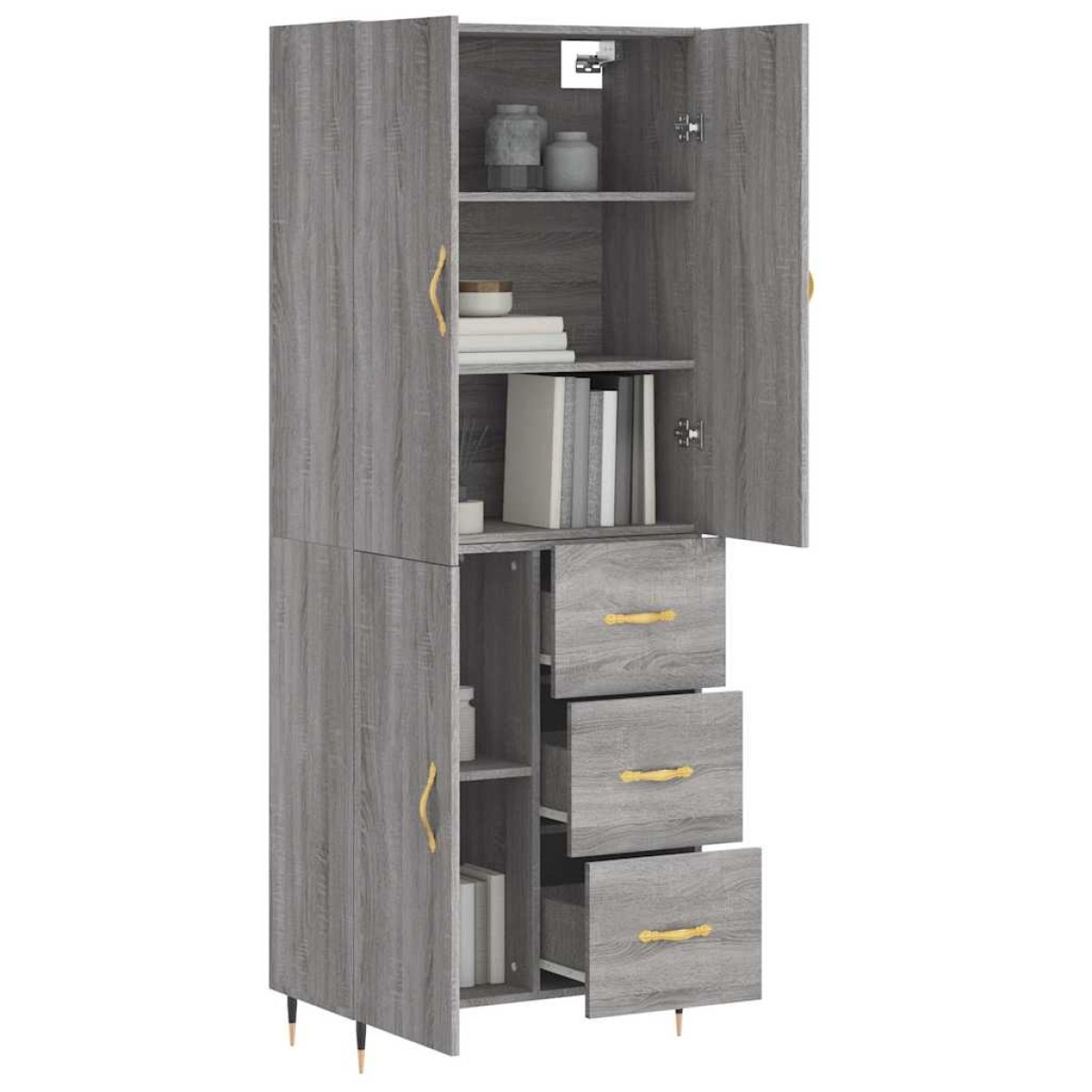 vidaXL Ντουλάπι Γκρι Sonoma 69,5 x 34 x 180 εκ. Επεξεργασμένο Ξύλο