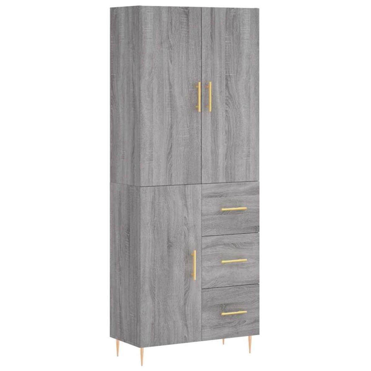vidaXL Ντουλάπι Γκρι Sonoma 69,5 x 34 x 180 εκ. Επεξεργασμένο Ξύλο