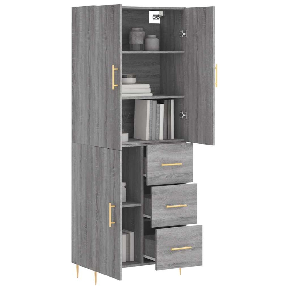 vidaXL Ντουλάπι Γκρι Sonoma 69,5 x 34 x 180 εκ. Επεξεργασμένο Ξύλο