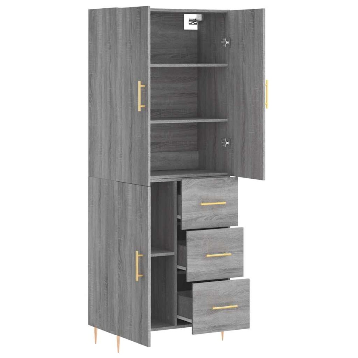 vidaXL Ντουλάπι Γκρι Sonoma 69,5 x 34 x 180 εκ. Επεξεργασμένο Ξύλο