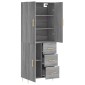 vidaXL Ντουλάπι Γκρι Sonoma 69,5 x 34 x 180 εκ. Επεξεργασμένο Ξύλο