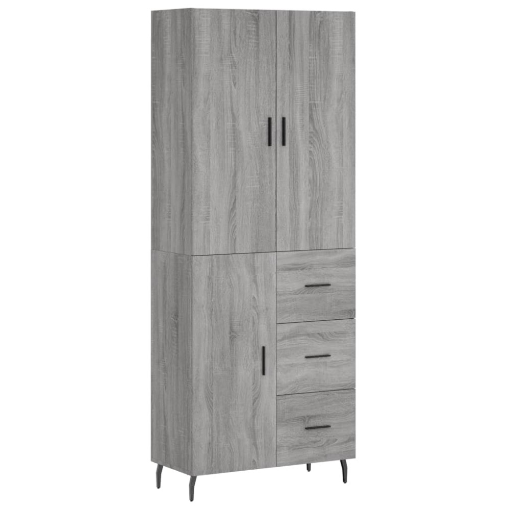 vidaXL Ντουλάπι Γκρι Sonoma 69,5 x 34 x 180 εκ. Επεξεργασμένο Ξύλο