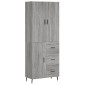 vidaXL Ντουλάπι Γκρι Sonoma 69,5 x 34 x 180 εκ. Επεξεργασμένο Ξύλο